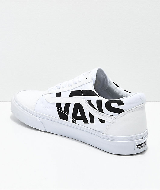 Vans Old Skool Black Logo White Skate Shoes Zumiez