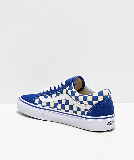 blue and white checkered vans