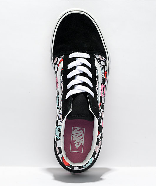 Vans Old Skool Candy Hearts zapatos de skate blancos y negros