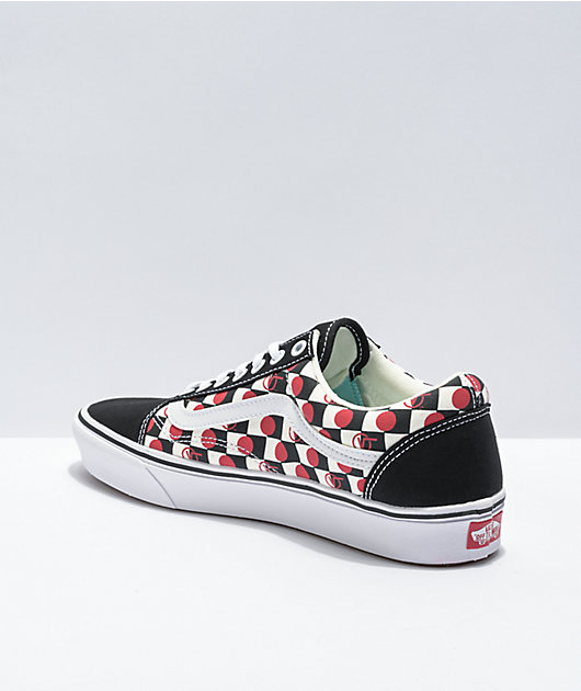 Vans Old Skool ComfyCush Drop V Black, White & Red Checkerboard Skate Shoes Zumiez