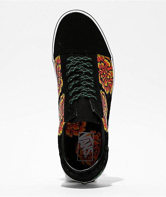 Vans Old Skool Dia De Los Muertos Black & Yellow Skate Shoes