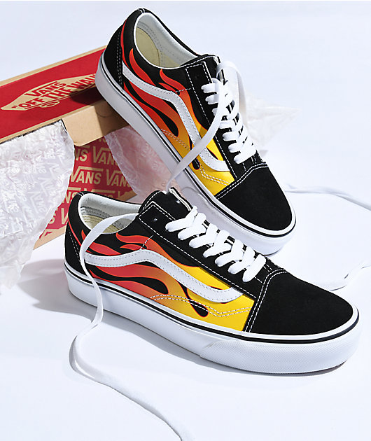 Vans Old Skool Flame zapatos de skate en blanco y negro | Zumiez