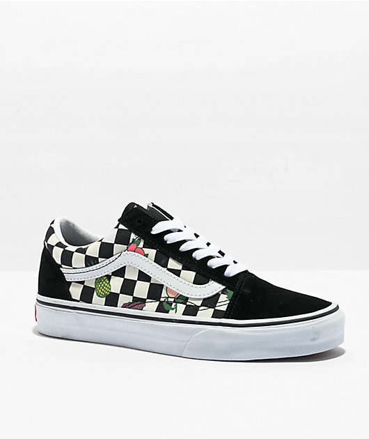 White and black shop checkered old skool vans