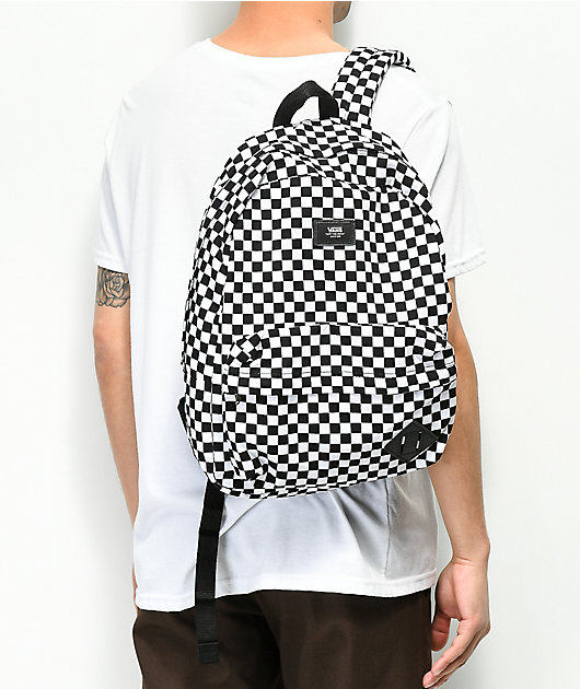 vans checkered backpack black and white