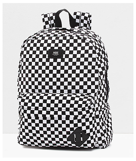 vans white and black checkered backpack