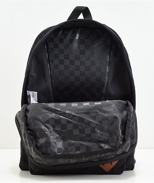 vans black corduroy backpack