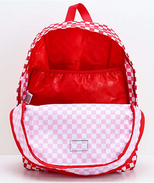 vans checkerboard backpack red