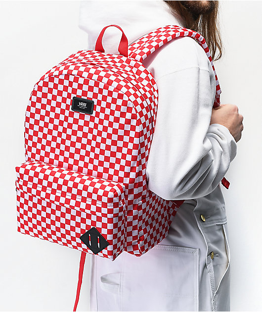 vans red and white checkerboard backpack