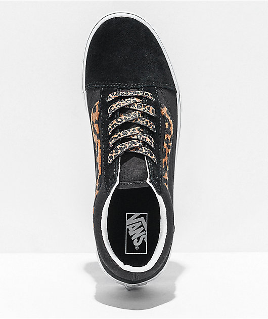 Black vans leopard print stripe online