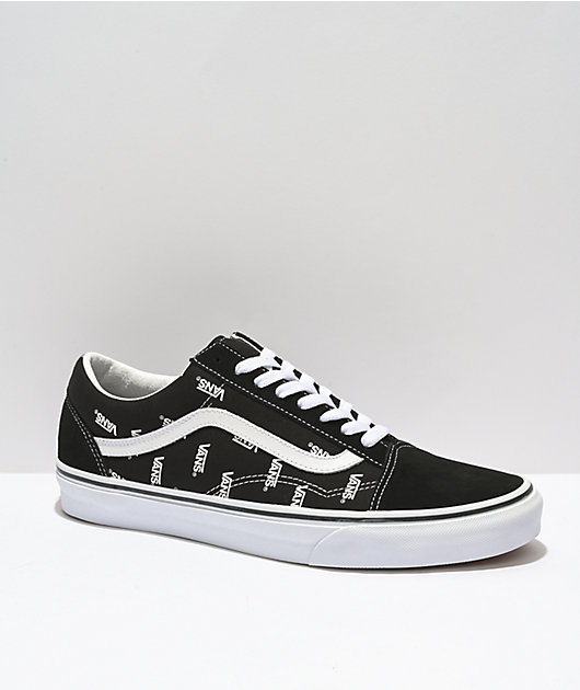 vans logo shoes black and white