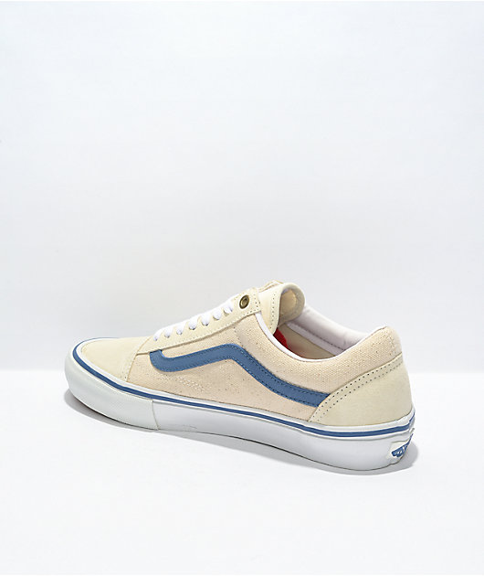 Vans Old Skool Off-White & Pale Blue Canvas Skate Shoes