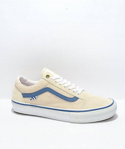 Vans Old Skool Off-White & Pale Blue Canvas Skate Shoes