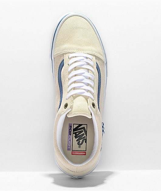 Cream vans with blue stripe best sale