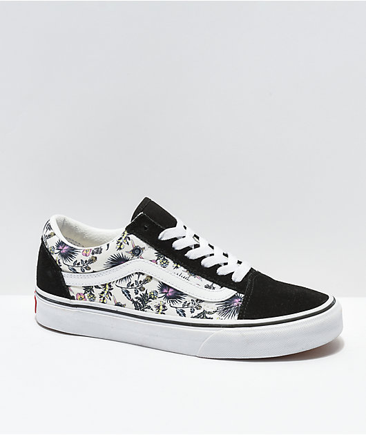 black vans with flowers