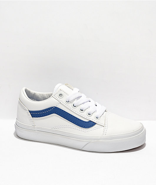 Vans Old Skool Pop Classic White & Blue Skate Shoes نيك صغار