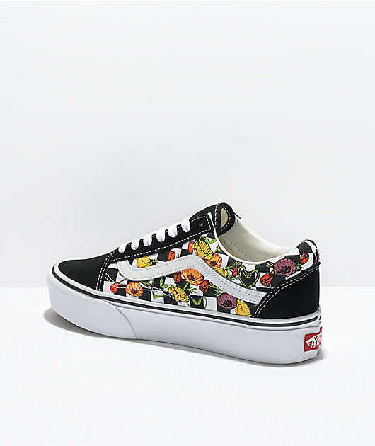 Checkerboard vans hot sale with flowers