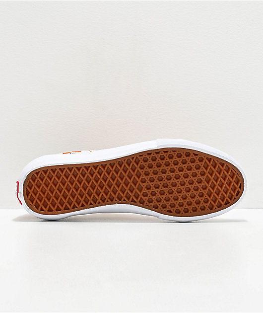 vans old skool pro checkerboard white & orange skate shoes