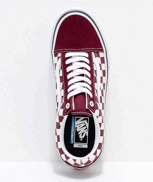 vans old skool red & white checkered skate shoes