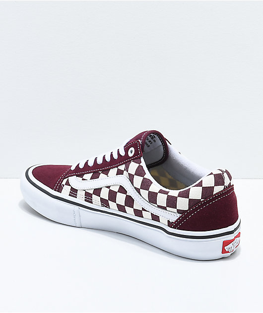 vans old skool pro port royal & white checkered skate shoes