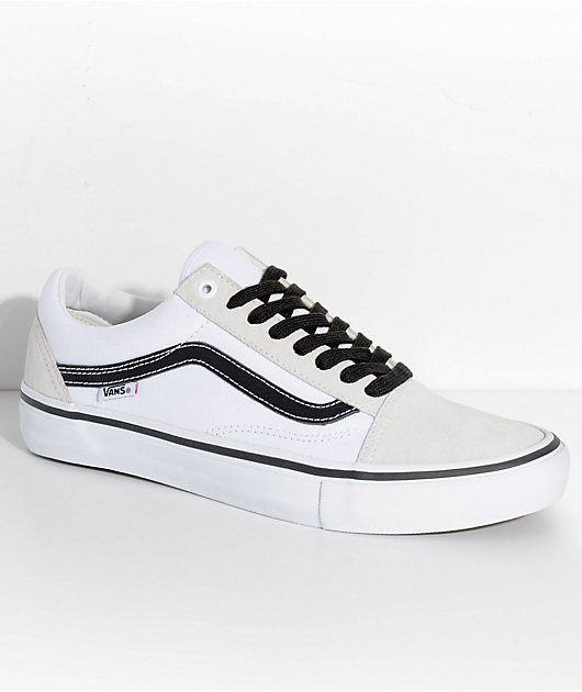 Vans Old Skool Pro zapatos de skate en blanco, negro y color crema | Zumiez