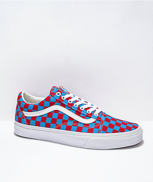 red and blue checkered vans