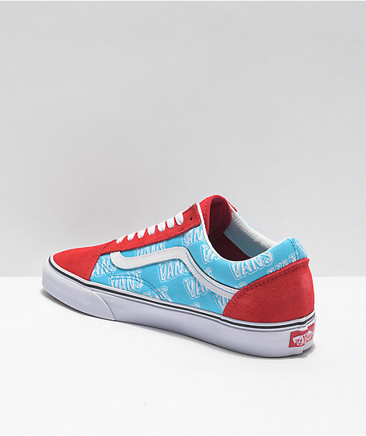 Vans Old Retro Blue, Red, & White Skate Shoes