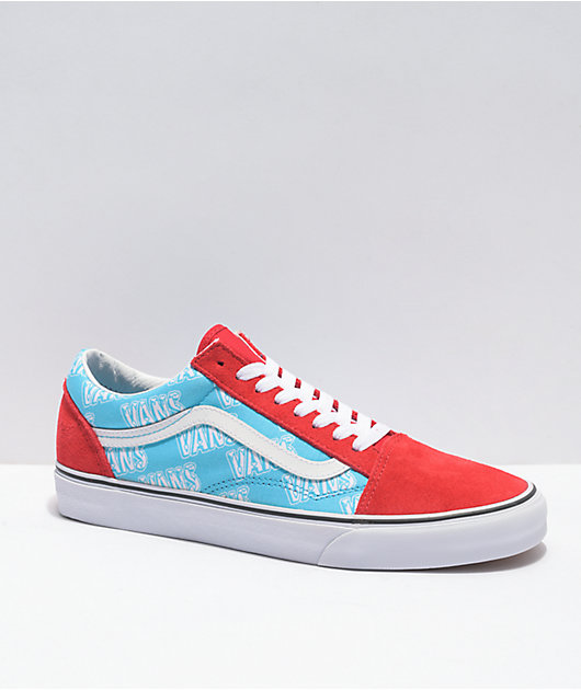 Old Skool Retro Blue, Red, & White Skate Shoes |