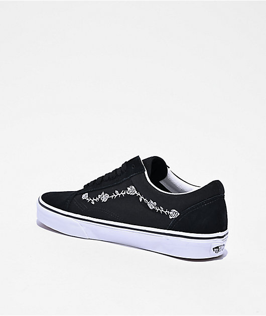 Vans Old Skool Rose & Thorn Black Skate Shoes | Zumiez
