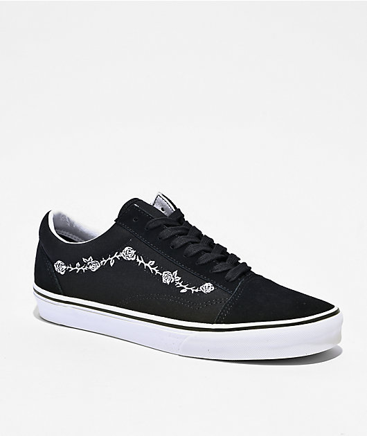 Vans Old Skool Rose & Thorn Black Skate Shoes | Zumiez