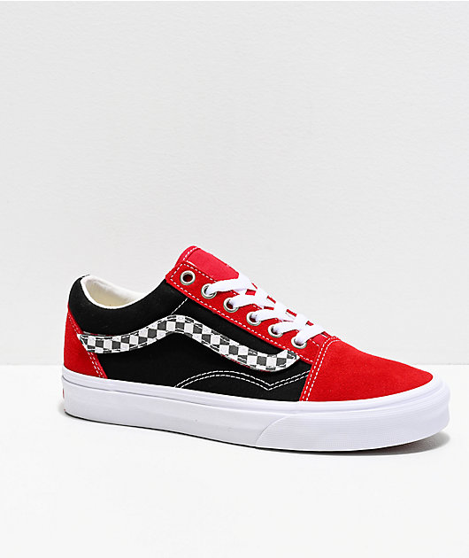 Old Skool Sidestripe V zapatos de skate rojos y negros