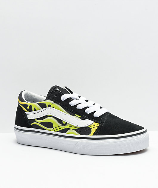 Vans Old Skool Slime Flame Black White Skate Shoes