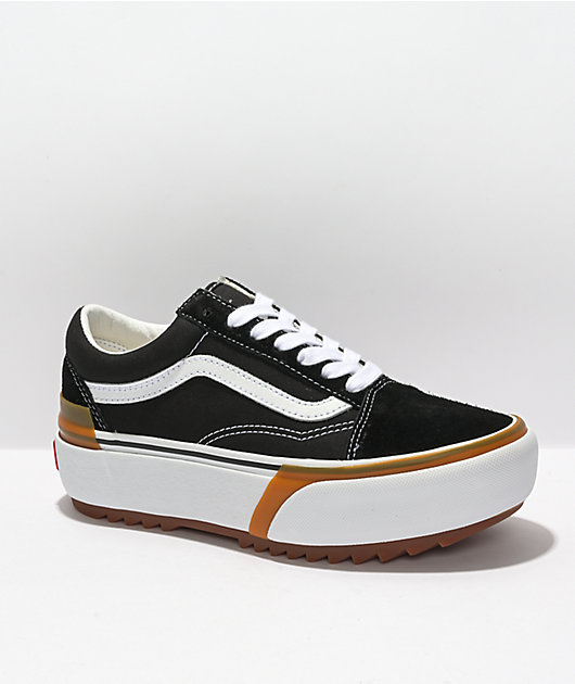 vans black platform shoes