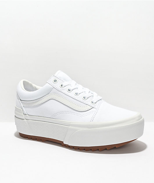 Vans Old Skool Stacked True White Platform Shoes Zumiez