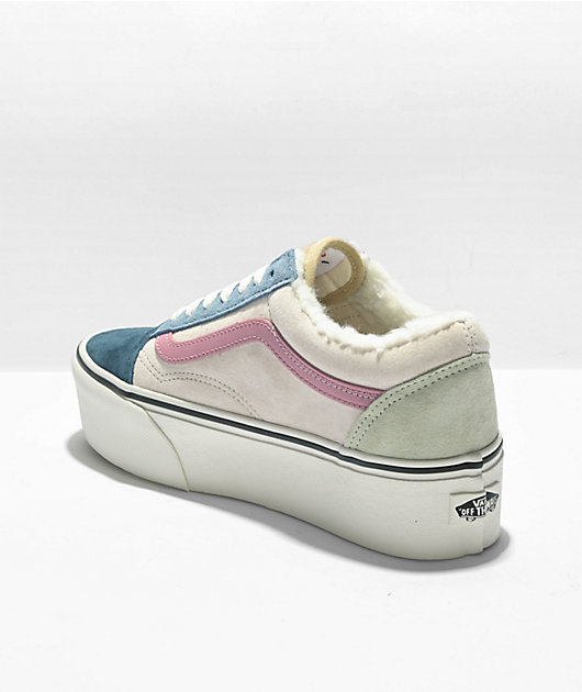 Pink and cheap blue vans shoes