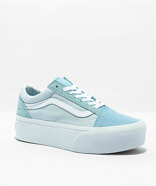 Vans Old Skool Stackform Blue Platform Shoes Zumiez