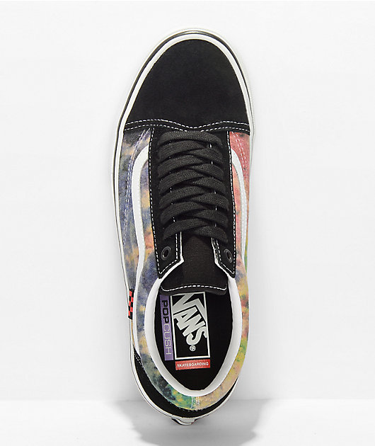 Vans Old Skool Terry zapatos de skate tie dye negro y multicolor.