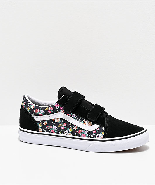 Vans Skool V Butterfly Floral zapatos de skate negros blancos