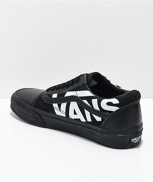 black vans logo on back of shoe