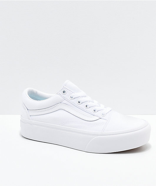 Vans Old Skool zapatos de skate blancos de plataforma | Zumiez