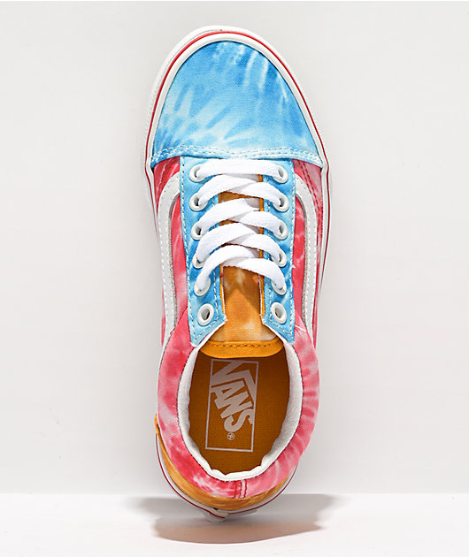 Vans Old Skool zapatos de skate con efecto tie dye azul, rosa y naranja