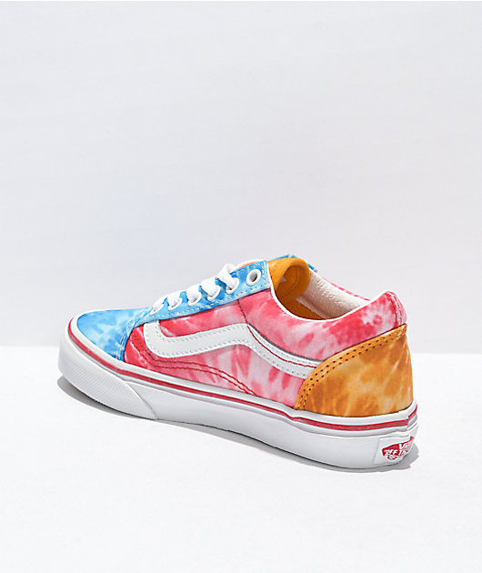 Vans Old Skool zapatos de skate con efecto tie dye azul, rosa y naranja