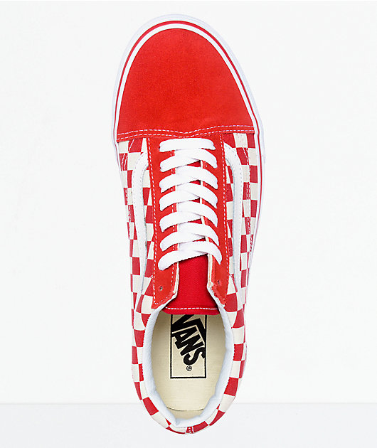 Vans Old Skool zapatos de skate de cuadros rojos y blancos | Zumiez