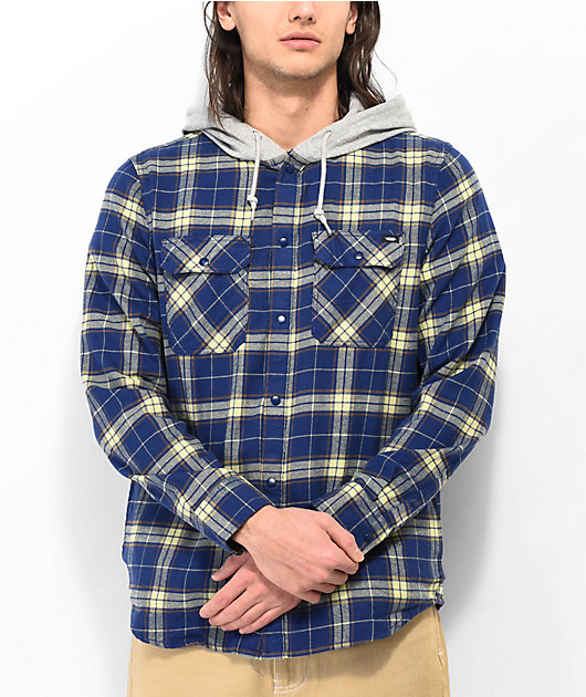 Hooded Flannel Checkered Vans With Flannel Vans Parkway II Blue