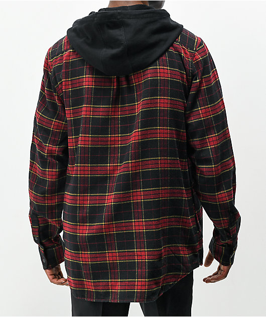 Red and black hot sale flannel with hood