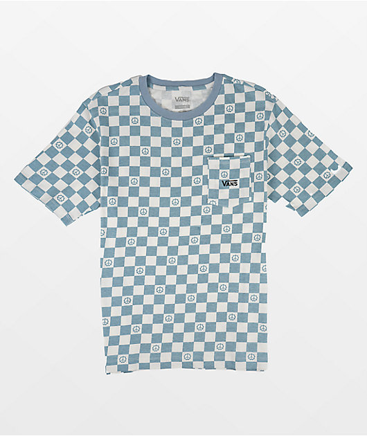 Blue and white hotsell vans shirt