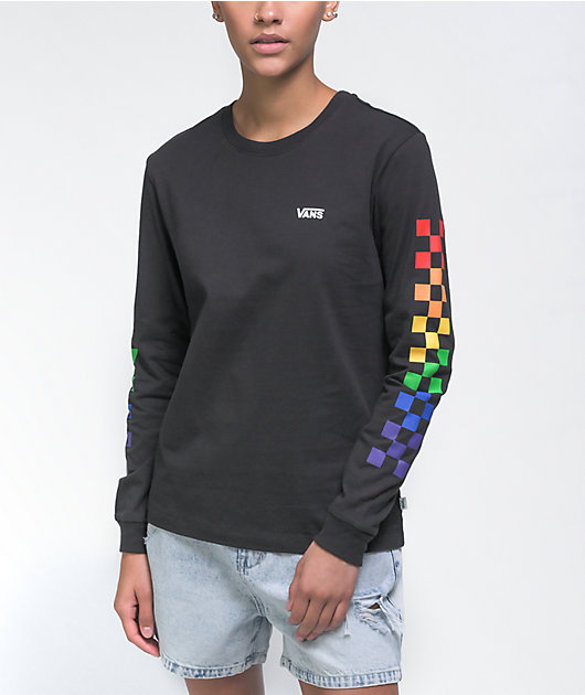 Feasibility sammenhængende berømmelse Vans Pride Prism Black Checkered Long Sleeve T-Shirt