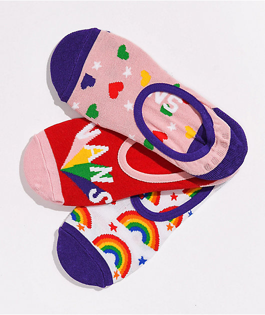 Vans Rainbow Party Canoodle paquete de 3 pares de calcetines que no se ven 