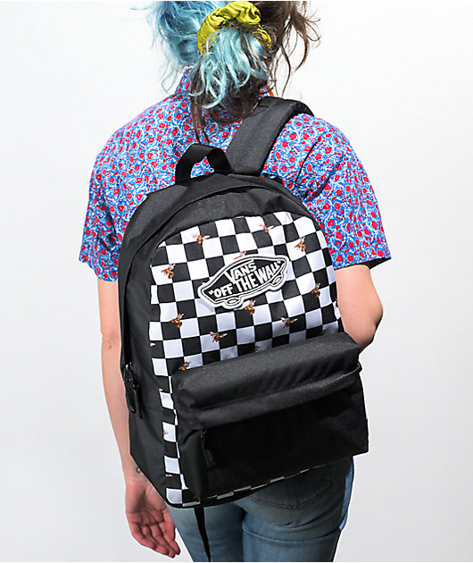 Vans black checkered discount backpack