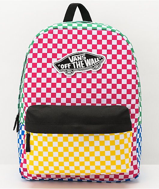 vans realm checkered backpack