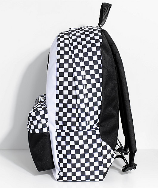 vans realm backpack black white checkerboard